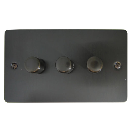 Flat Black Bronze 3 Gang LED Dimmer (Black Dimmer) - Flat range electrical dimmer