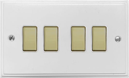 Victorian Flat White 4 Gang Switch
