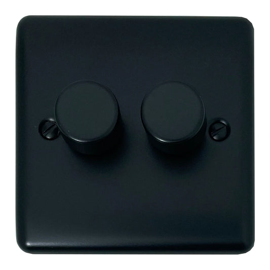 Basics Matt Black 2 Gang LED Dimmer
