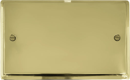 Deco Polished Brass 2 Gang Blank Plate