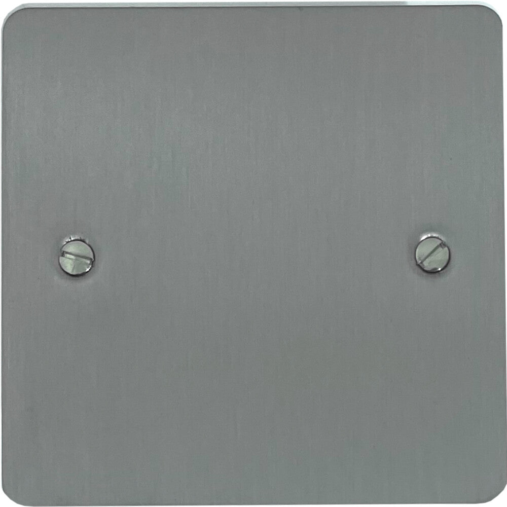 Flat Brushed Steel 1 Gang Blank
