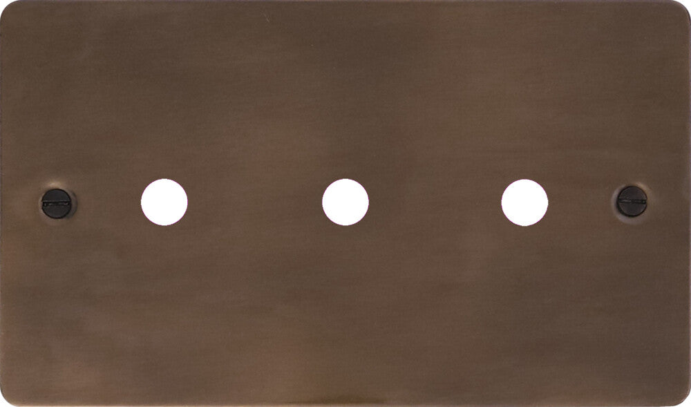 Flat Medium Bronze 3 Gang Grid Toggle Plate