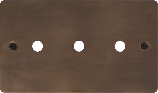 Flat Medium Bronze 3 Gang Grid Toggle Plate
