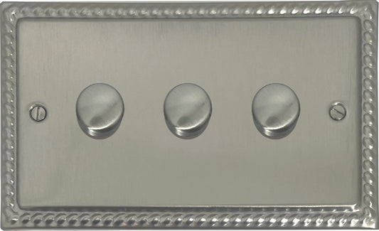 Georgian Satin Nickel 3 Gang LED Dimmer