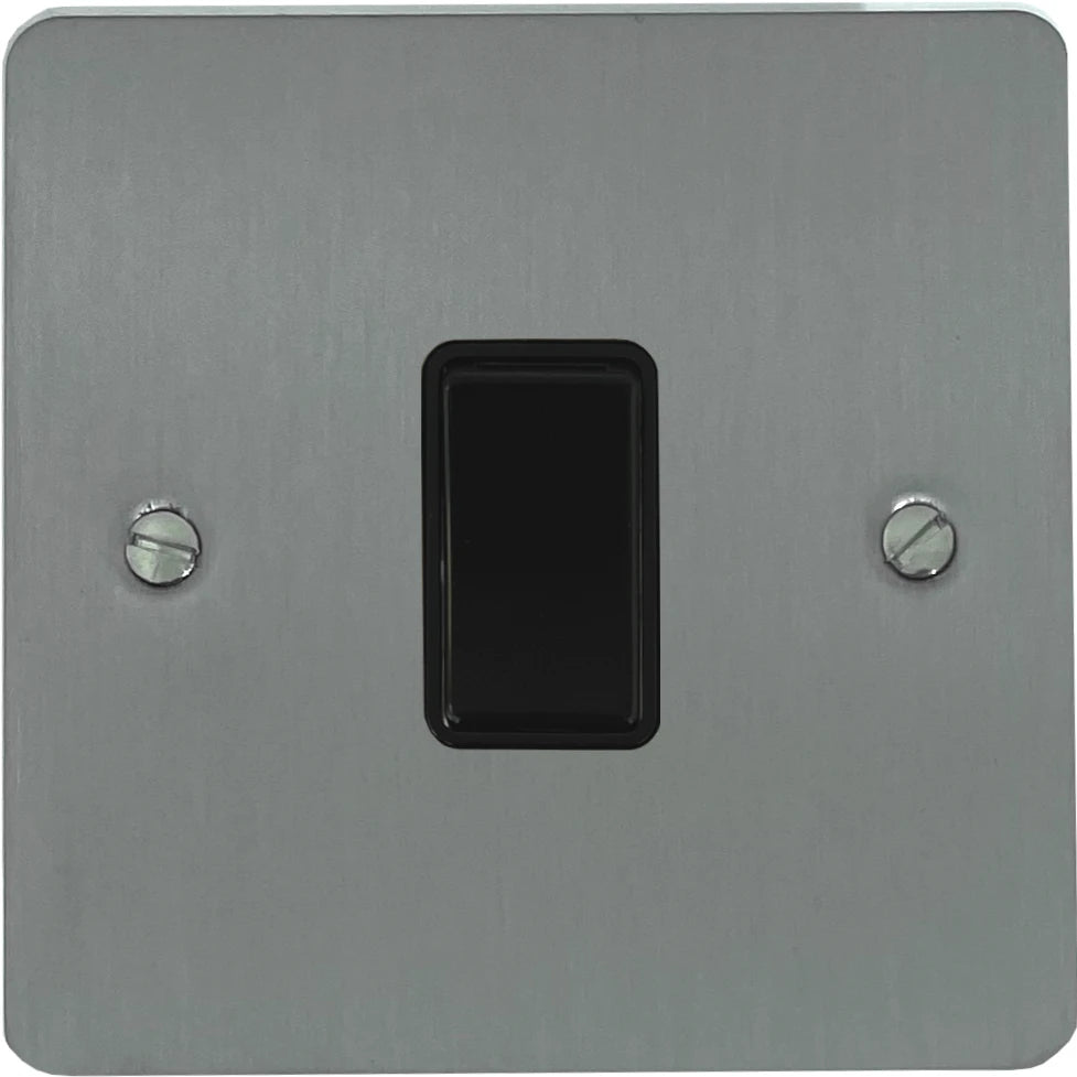 Flat Brushed Steel 1 Gang  Switch