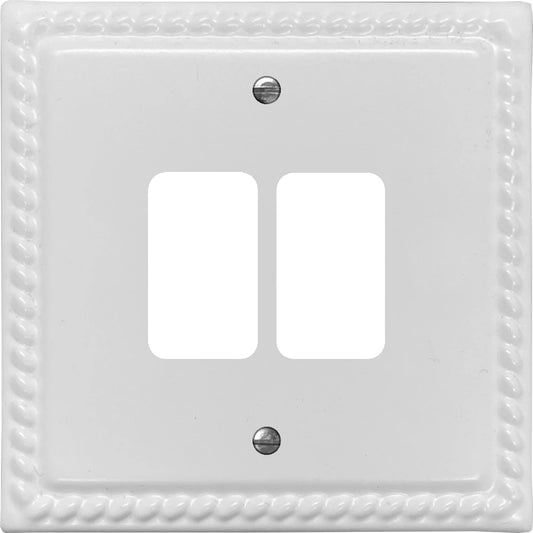 Georgian Flat White 2 Gang Grid Plate