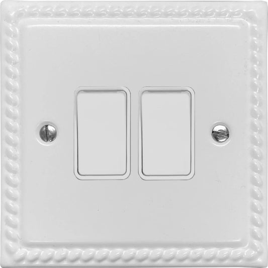 Georgian Flat White 2 Gang 2 Way Switch
