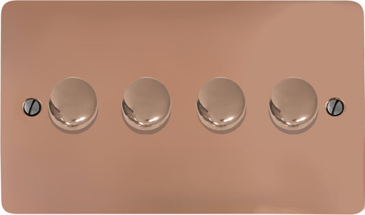 Flat Bright Copper 4 Gang 120W LED Dimmer