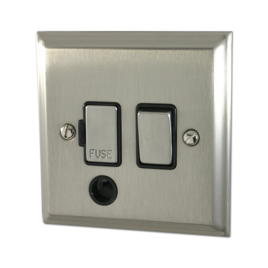 Deco Satin Nickel Switch Fused Spur & F/O