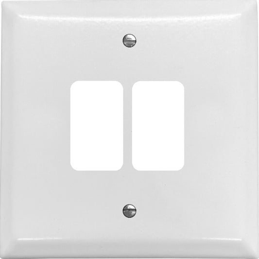 Spectrum Flat White 2 Gang Grid Plate