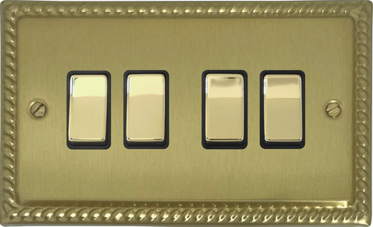 Monarch Satin Brass 4 Gang Switch