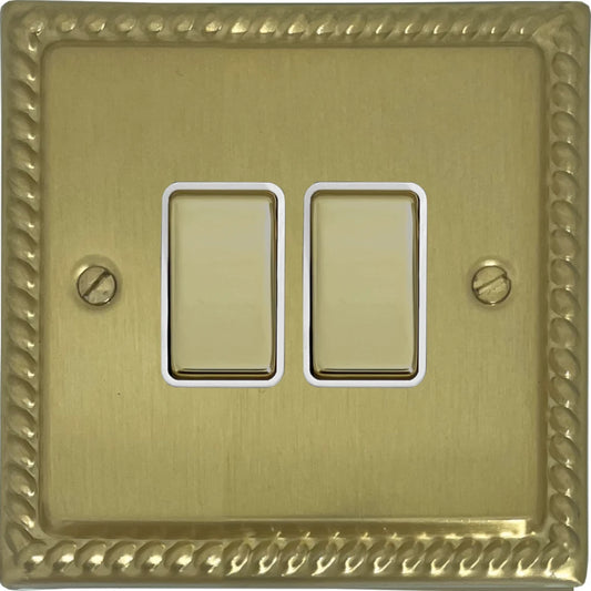 Monarch Satin Brass 2 Gang Switch