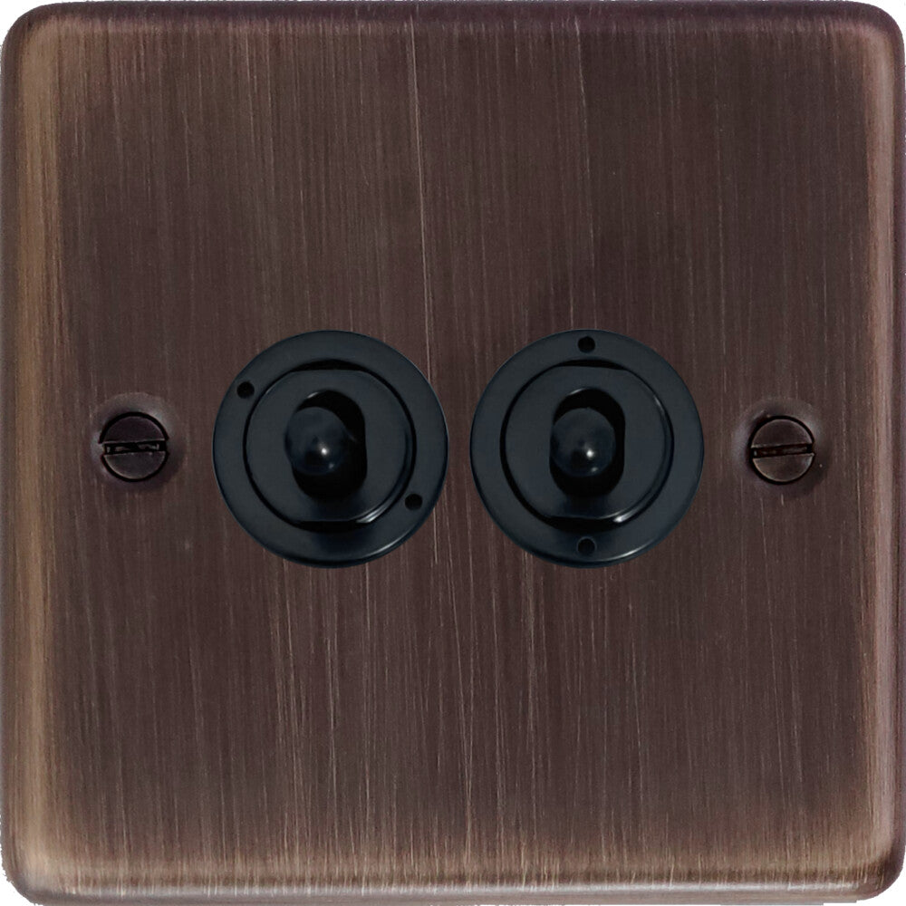 Contour Antique Copper 2 Gang 2 Way Toggle