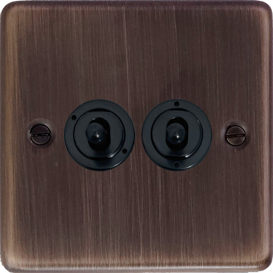 Contour Antique Copper 2 Gang 2 Way Toggle