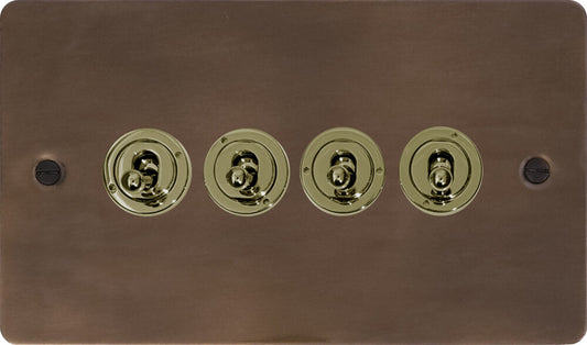 Flat Medium Bronze 4 Gang 2 Way Toggle