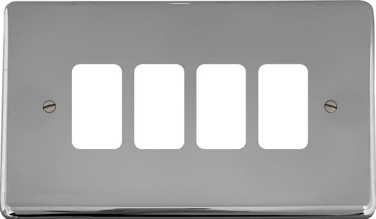 Contour Polished Chrome 4 Gang Grid Plate