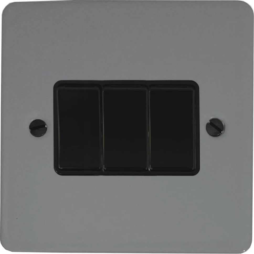 Flat Light Grey 3 Gang 2 Way Switch