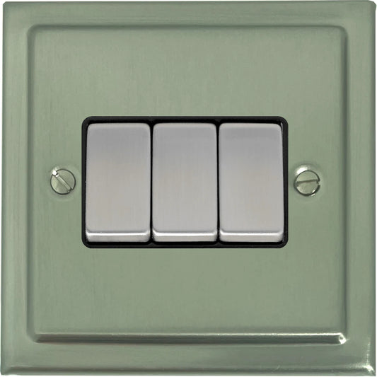 Victorian Satin Nickel 3 Gang Switch