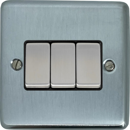 Contour Satin Chrome 3 Gang 2 Way Switch