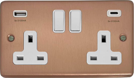 Contour Rose Gold 2 Gang USBC Socket