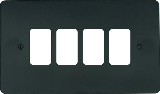 Flat Black Bronze 4 Gang Grid Plate