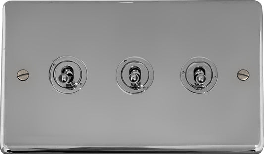 Contour Polished Chrome 3 Gang Toggle Switch