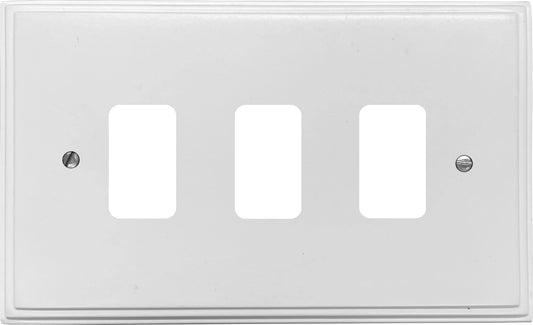 Victorian Flat White 3 Gang Grid Plate