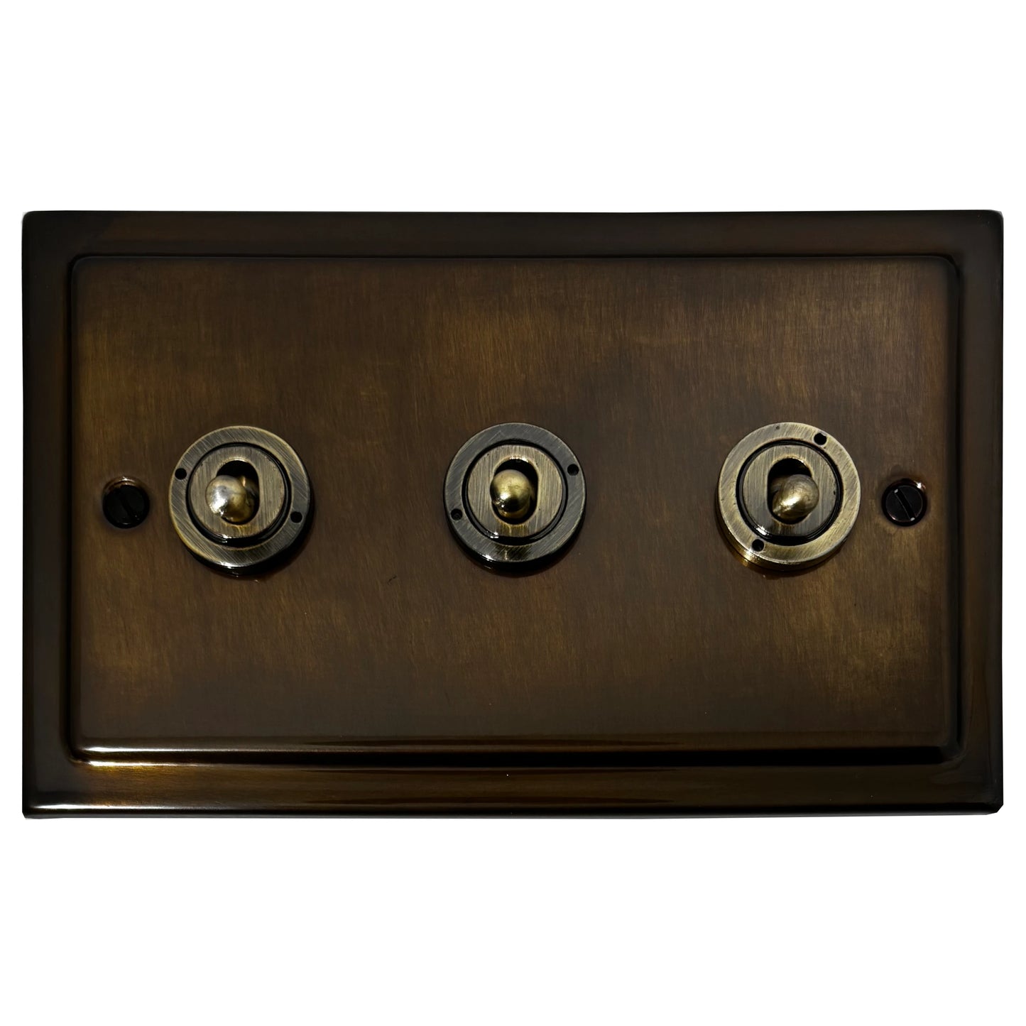 Victorian Medium Bronze 3 Gang Grid Toggle Plate