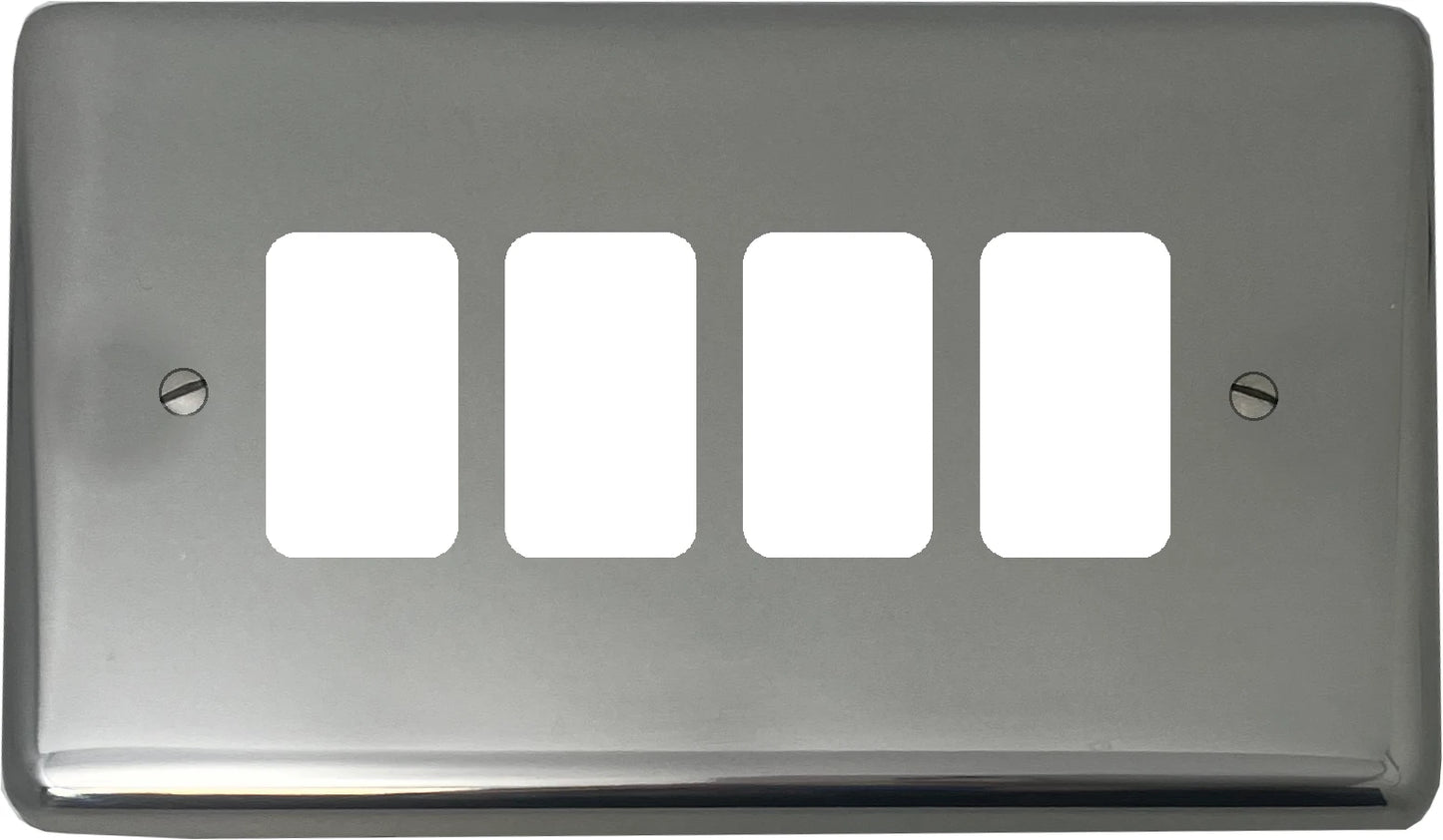 Contour Polished Steel 4 Gang Grid Plate