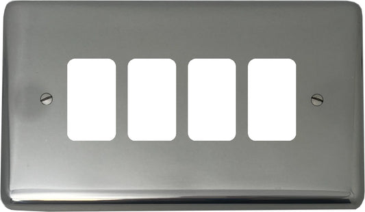 Contour Polished Steel 4 Gang Grid Plate