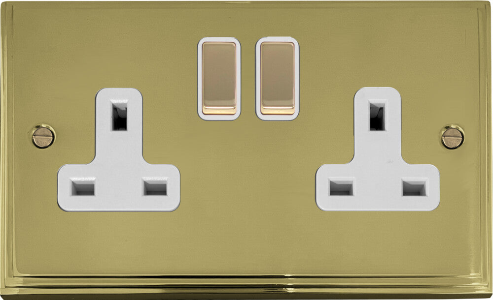 Victorian  Polished Brass  2 Gang Socket