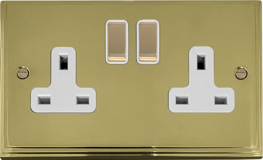 Victorian  Polished Brass  2 Gang Socket