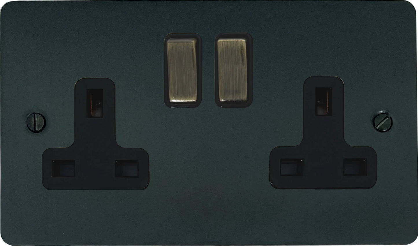 Flat Black Bronze 2 Gang Socket