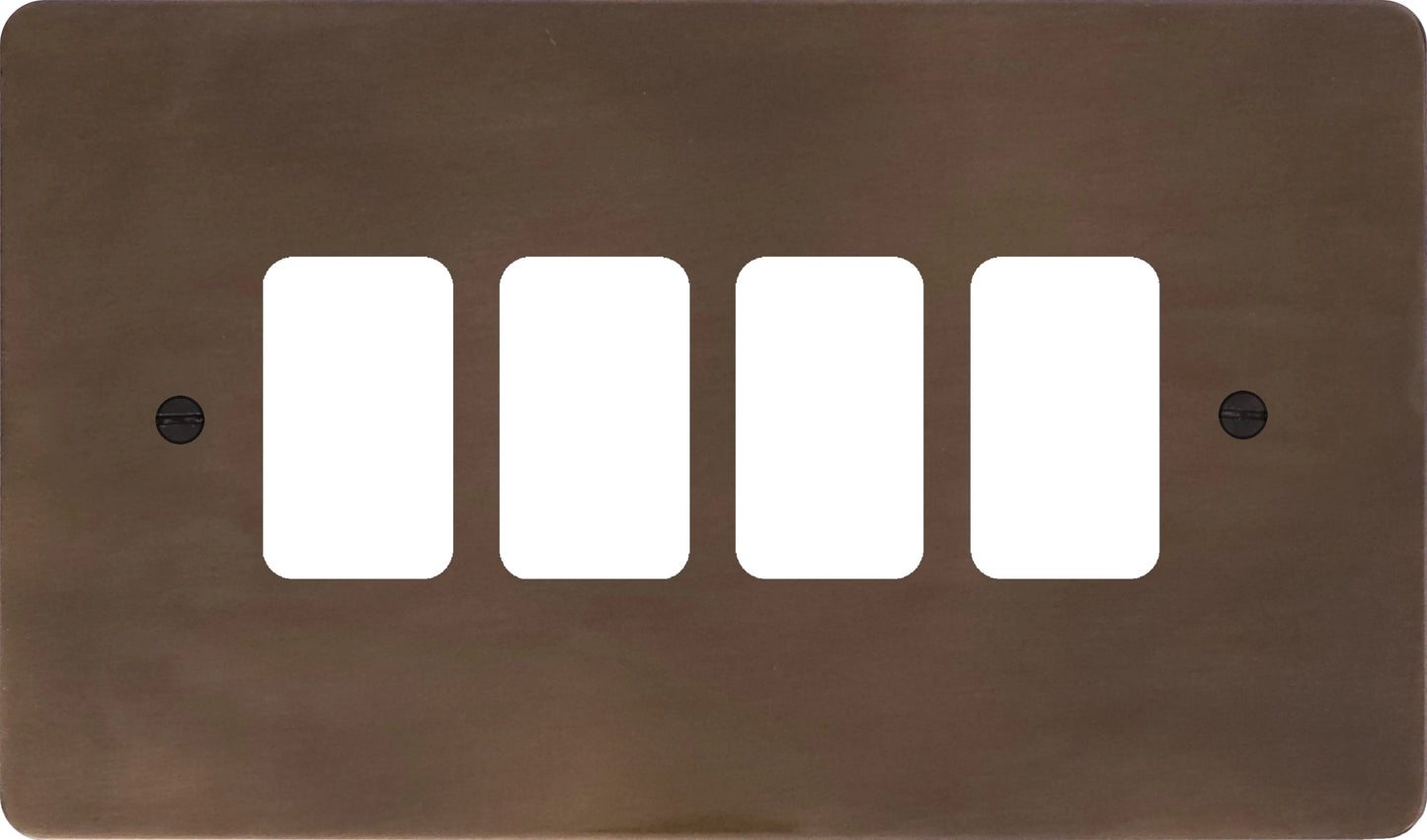 Flat Medium Bronze 4 Gang Grid Plate