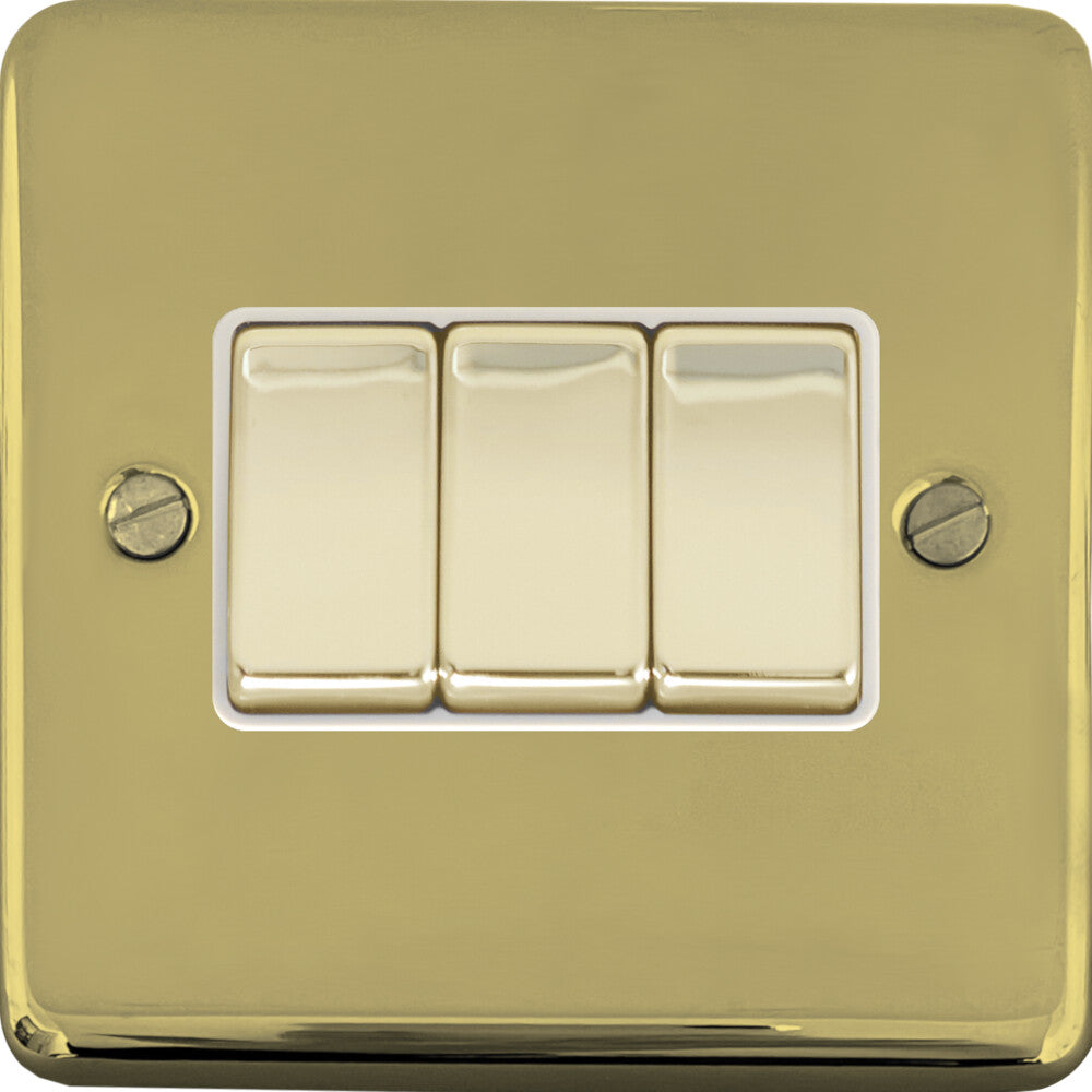 Contour Polished Brass 3 Gang 2 Way Switch