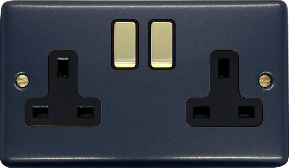 Contour  Blue  2 Gang Socket