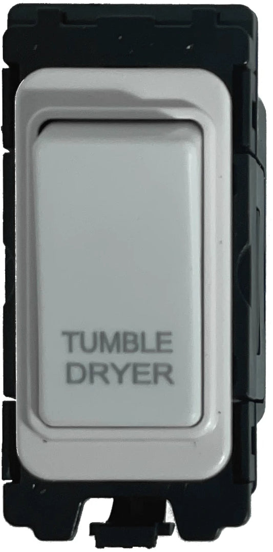 20A DP Switch - Engraved with - Tumble Dryer - All White Insert