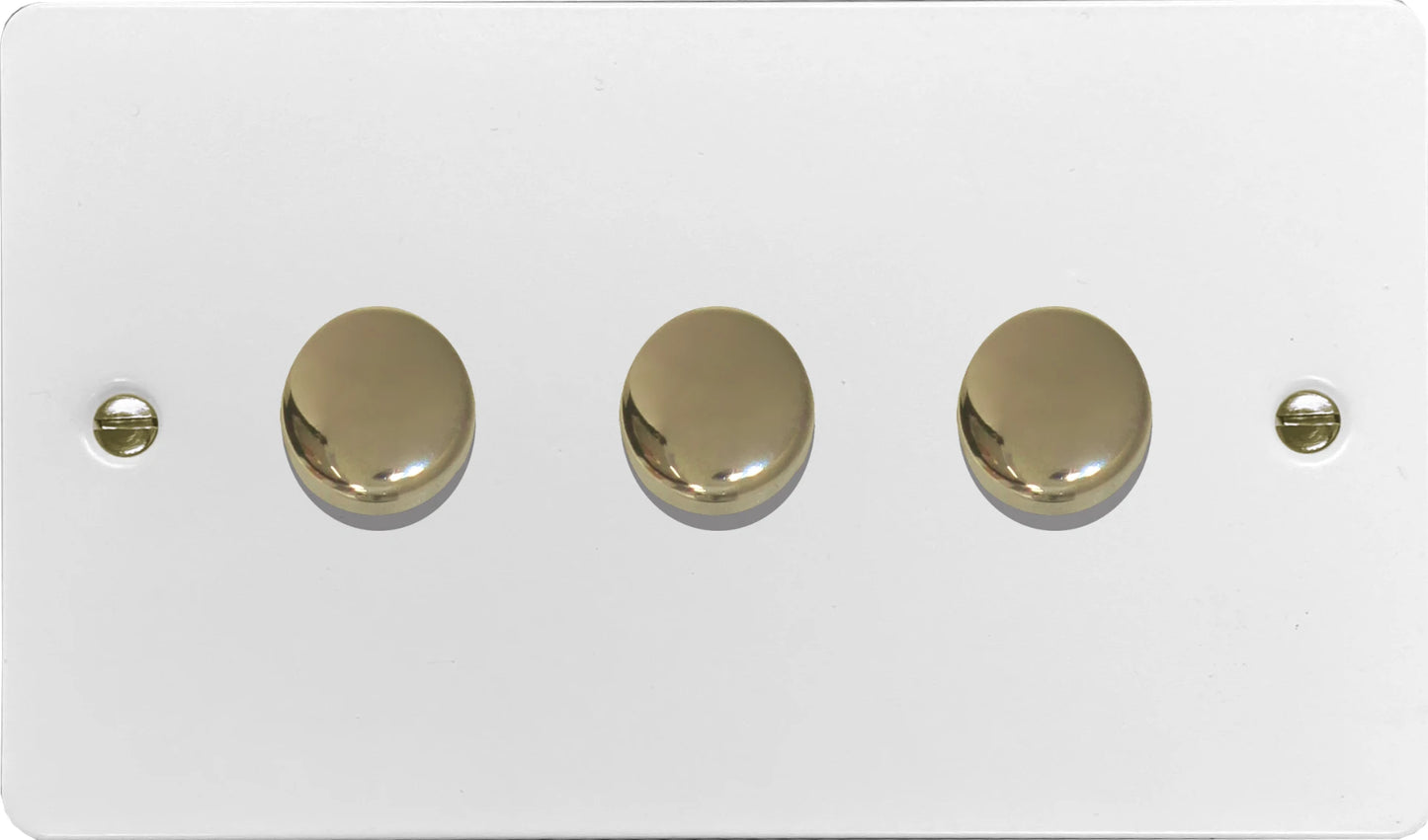 Flat White 3 Gang 120W LED Dimmer