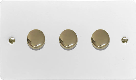 Flat White 3 Gang 120W LED Dimmer