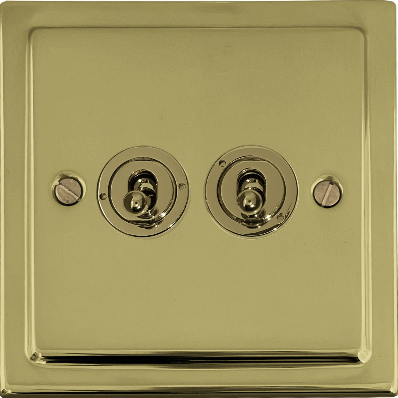 Victorian Polished Brass 2 Gang Toggle Switch