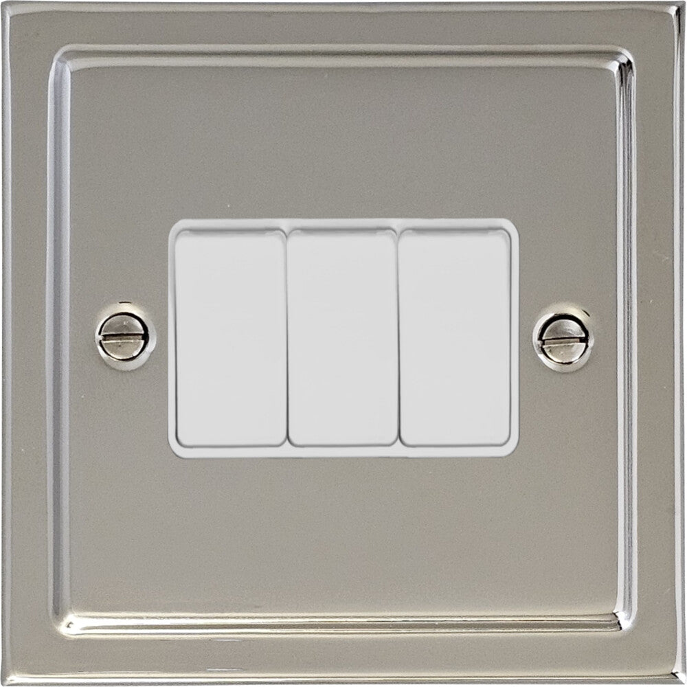 Victorian Polished Nickel 3 Gang 2 Way Switch