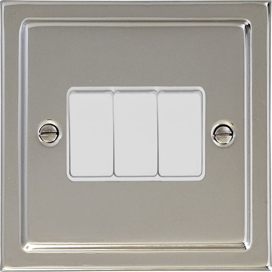 Victorian Polished Nickel 3 Gang 2 Way Switch