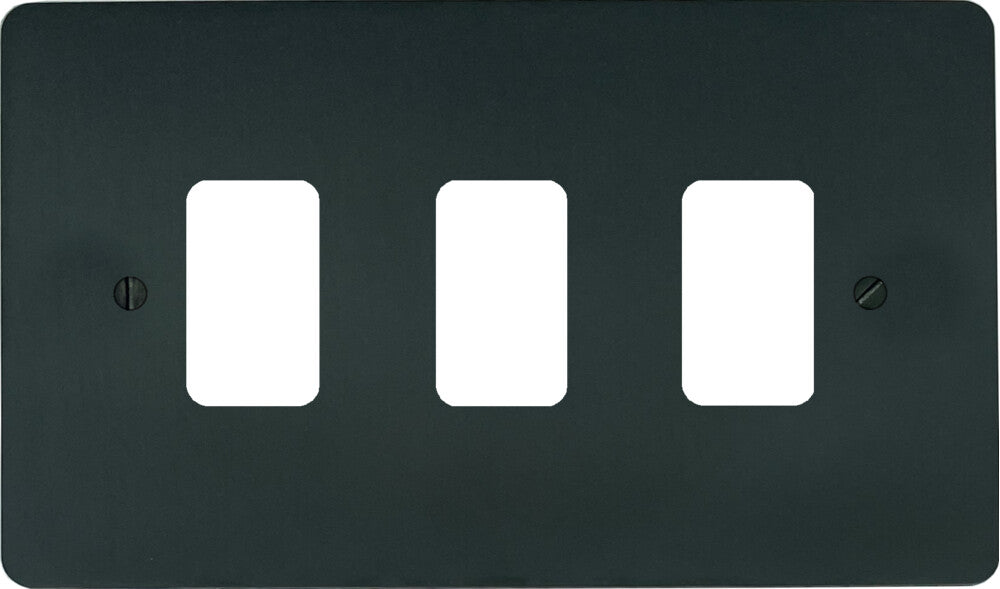 Flat Black Bronze 3 Gang 2 Way Grid