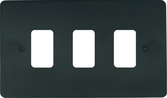 Flat Black Bronze 3 Gang 2 Way Grid