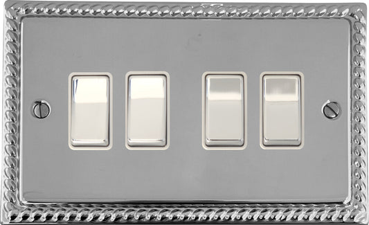 Georgian Polished Chrome 4 Gang Switch