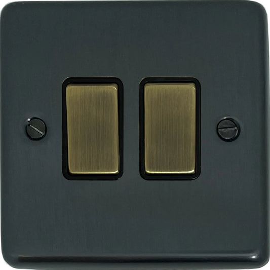 Contour Black Bronze 2 Gang Switch