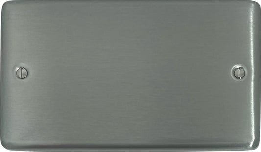 Contour Brushed Steel 2 Gang Blank