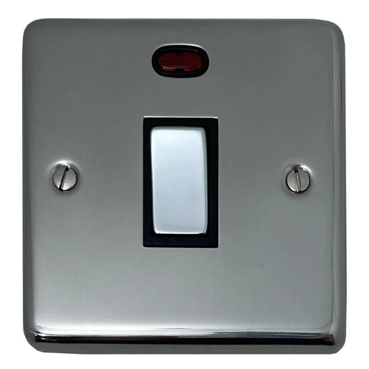 Contour Polished Steel 20 Amp Dp Switch & Neon