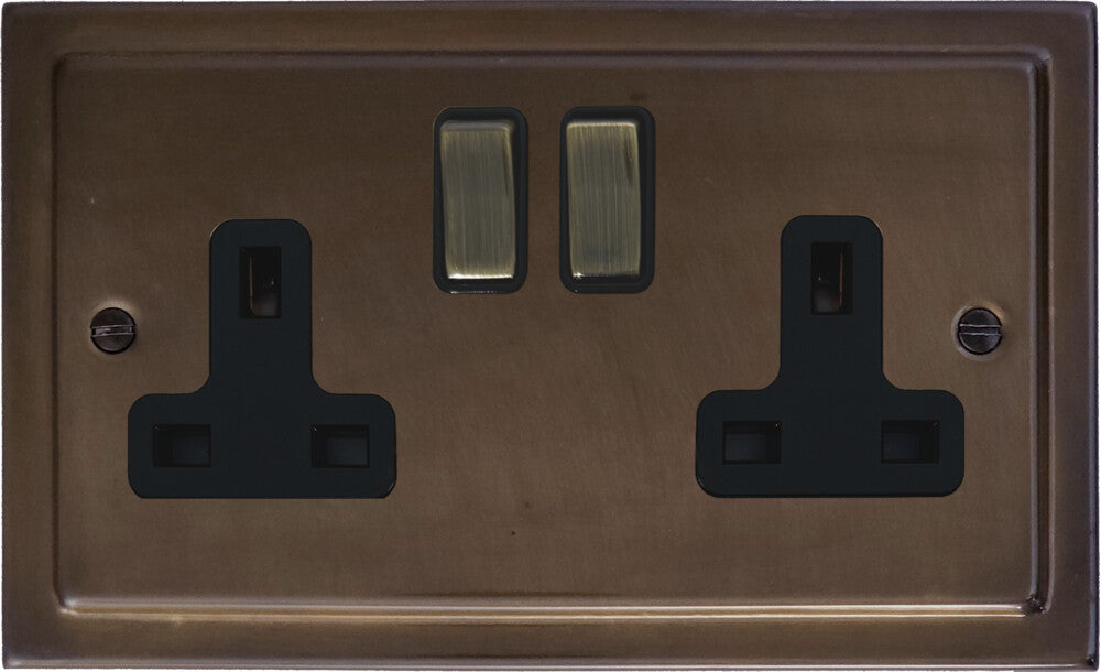 Victorian  Medium Bronze  2 Gang Socket
