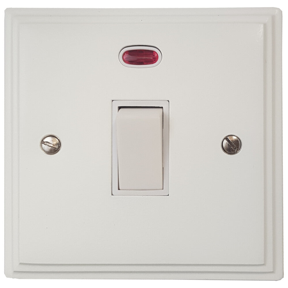 Victorian Flat White 20A Dp Switch + Neon
